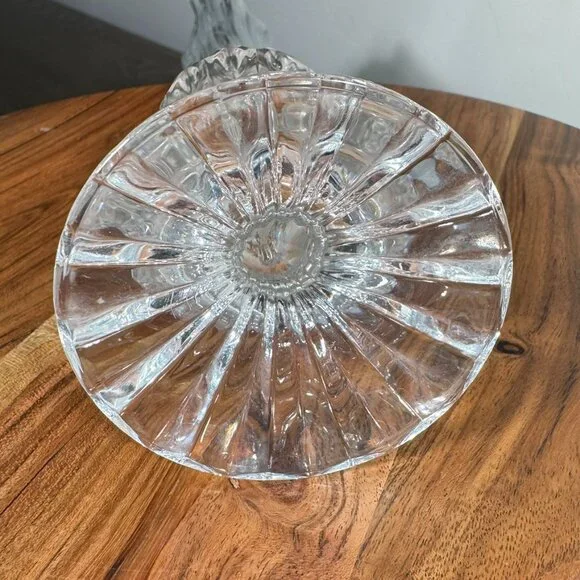Vintage Clear Ribbed Glass Bud Vase — Scalloped Base - Picture 6 of 7